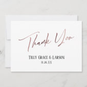 Carte De Remerciements Élégant Rose simple Or écriture moderne (Devant)