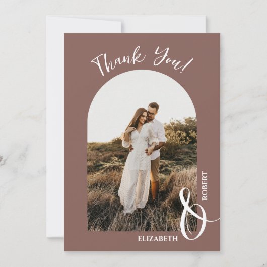 Carte De Remerciements Élégant Rose Taupe Mariage Photo (Devant)