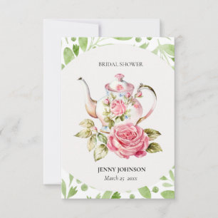 Carte De Remerciements Élégant rose vert floral fleurs douche de mariage