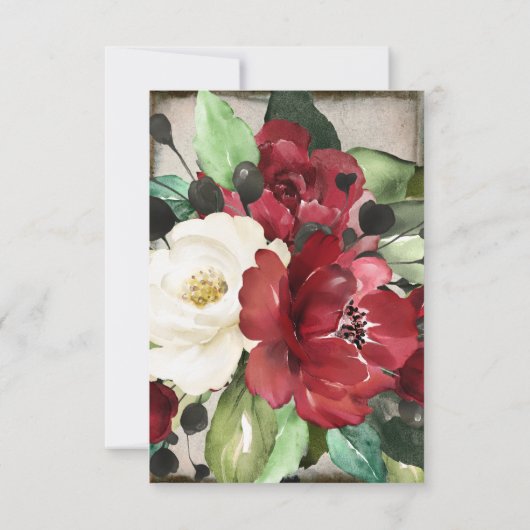 Carte De Remerciements Élégant Rouge foncé Floral Grunge Grey Goth Mariag (Dos)