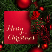 Carte De Remerciements Élégant Rouge & Or Script Joyeux Noël Affaires