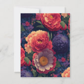 Carte De Remerciements Élégant rouge orange violet floral élégant script (Dos)