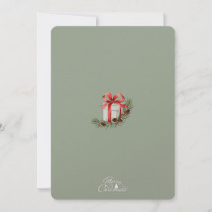 Carte De Remerciements Elégant Rouge Ribbon Cadeau & Pine Holiday Design