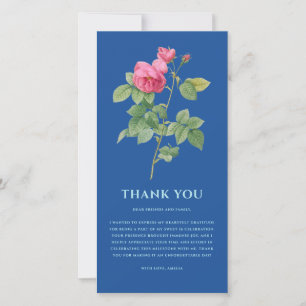 Carte De Remerciements Élégant Royal Blue Floral