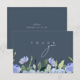 Carte De Remerciements Élégant Royal Blue Opulence Fleur sauvage Mariage