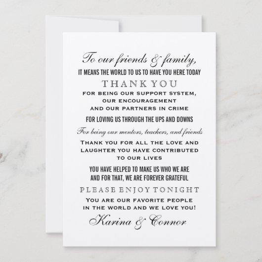 Carte De Remerciements Elégant Rustic Black et Kraft Mariage invité (Devant)