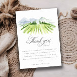 Carte De Remerciements Élégant Rustic Winery Vineyard Mountain Mariage<br><div class="desc">Rustic Watercolor Vineyard Theme Collection.- c'est un élégant script aquarelle Illustration de vignoble vert vif en couleur, avec le fond de la chaîne de montagnes bleu ciel. Idéal pour vos mariages et fêtes à destination Vineyard. Il est très facile de customiser, avec vos données personnelles. Si vous avez besoin d'un...</div>