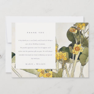 Carte De Remerciements Élégant Rustique Jaune Daffodique Floral Mariage