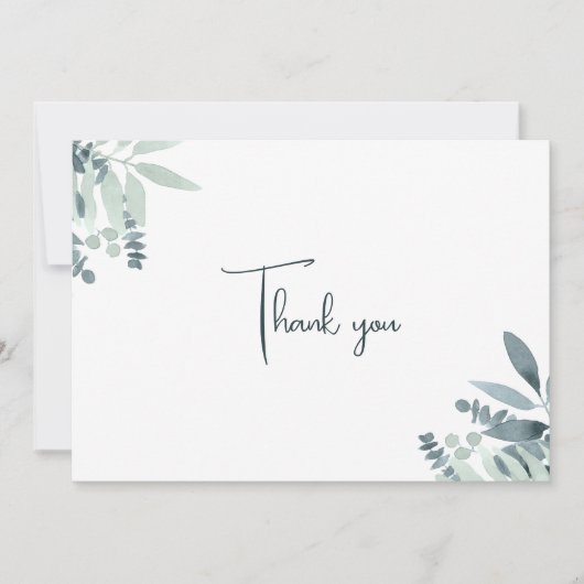 Carte De Remerciements Elégant Sage Dusty Vert Aquarelle Verdure (Devant)