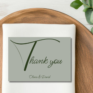 Carte De Remerciements Élégant Sage Green