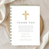 Carte De Remerciements Elegant Sage Green Cross Baptism
