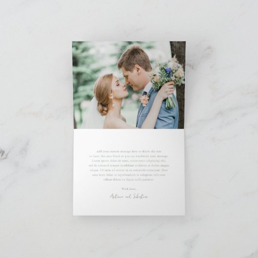 Carte De Remerciements Elégant Sage Green Photo Mariage moderne (Intérieur)