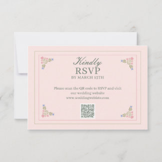 Carte De Remerciements  Elegant sage green QR Code RSVP Card