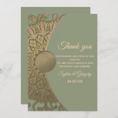 Carte De Remerciements Elégant Sage moderne vert & or classique mandala (Devant / Derrière)