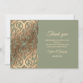 Carte De Remerciements Elégant Sage moderne vert & or mariage Luxe (Devant)