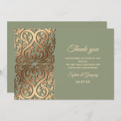 Carte De Remerciements Elégant Sage moderne vert & or mariage Luxe (Devant / Derrière)
