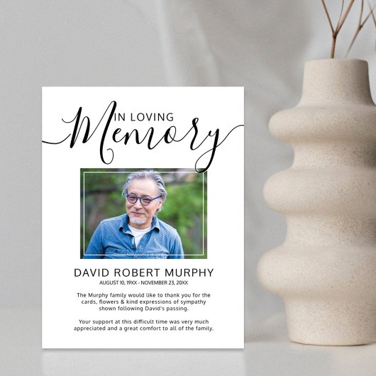 Carte De Remerciements Élégant scénario funéraire