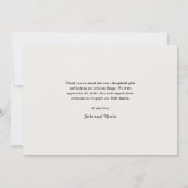 Carte De Remerciements Élégant Script 3 Photo Collage Baby (Dos)