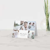 Carte De Remerciements Élégant Script 4 Photo Collage Mariage plié (Devant)