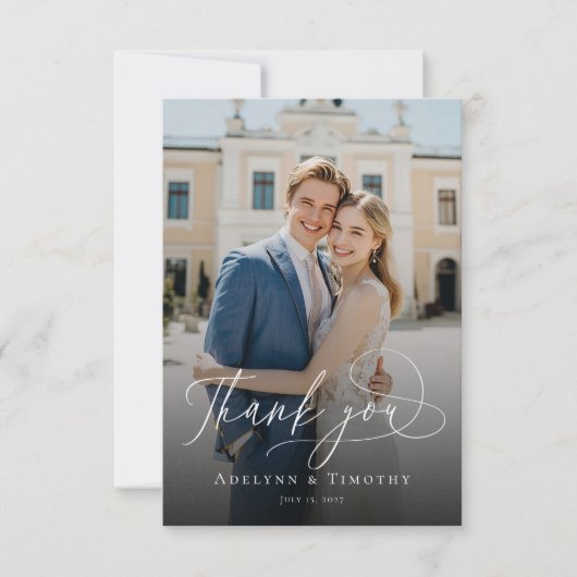 Carte De Remerciements Elegant script and modern photo (Devant)