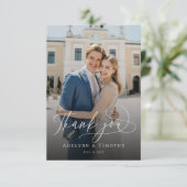 Carte De Remerciements Elegant script and modern photo (Debout devant)