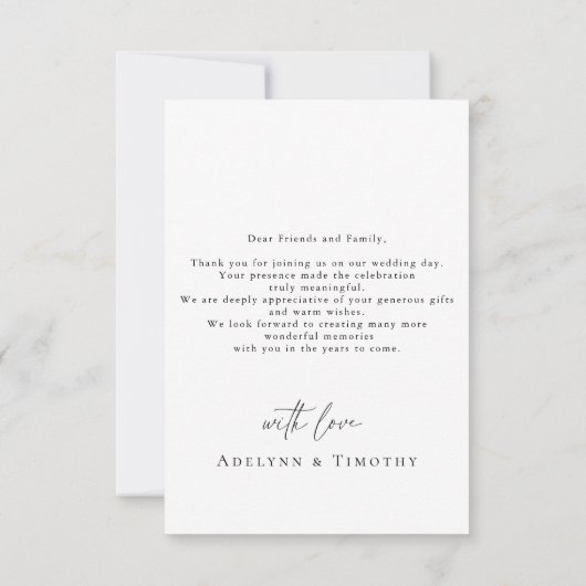 Carte De Remerciements Elegant script and modern photo (Dos)