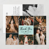 Carte De Remerciements Élégant script Aqua Mariage Multiphoto Collage (Devant / Derrière)