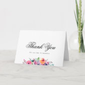 Carte De Remerciements Élégant Script aquarelle Mariage floral photo (Devant)