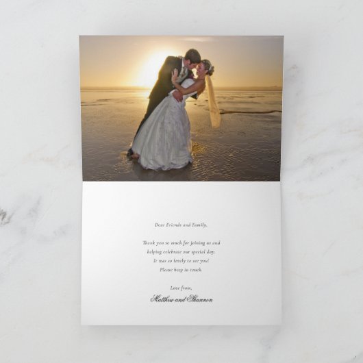 Carte De Remerciements Élégant Script aquarelle Mariage floral photo (Intérieur)