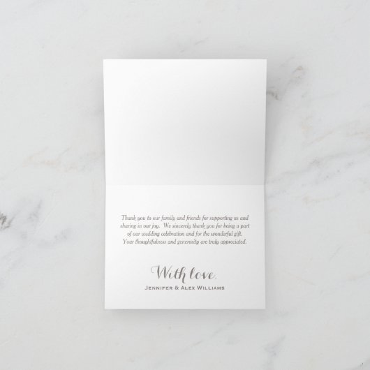 Carte De Remerciements Élégant script blanc Sepia Photo Mariage Monogramm (Intérieur)