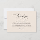 Carte De Remerciements Élégant Script Boho Neutral Blush Mariage Photo (Dos)