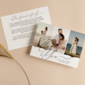 Carte De Remerciements Élégant script Calligraphie 3 Photo Collage Mariag