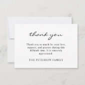 Carte De Remerciements Élégant Script Calligraphie Photo Sympathie Funéra (Dos)