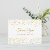Carte De Remerciements Elegant Script Chic Gold Dust Confetti (Debout devant)
