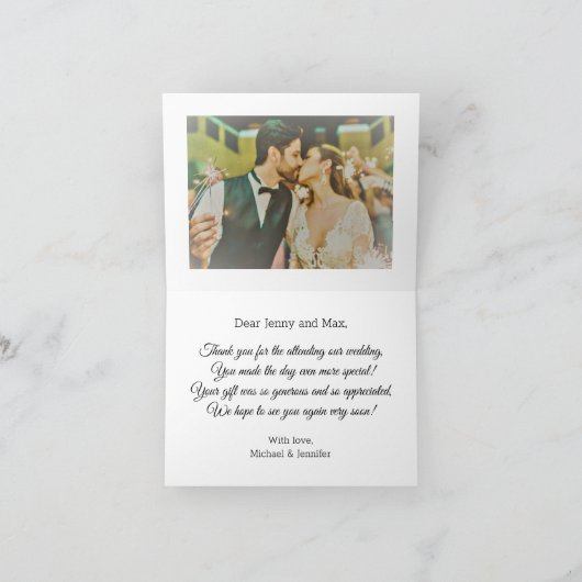 Carte De Remerciements élégant script classique, mariage deux photos (Intérieur)