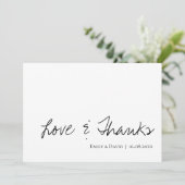 Carte De Remerciements Élégant Script Classy Black & White Love & Thanks (Debout devant)