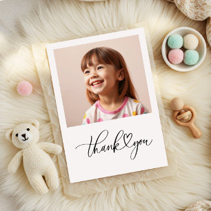 Carte De Remerciements Élégant Script Coeur Minimaliste Anniversaire