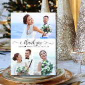 Carte De Remerciements Élégant script de calligraphie 3 Photo Collage Mar