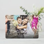 Carte De Remerciements Élégant script de calligraphie Mariage photo éléga (Debout devant)