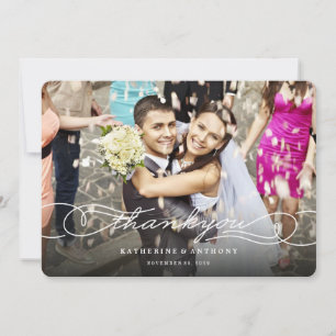 Carte De Remerciements Élégant script de calligraphie Mariage photo éléga