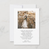 Carte De Remerciements Élégant script de calligraphie Photo Mariage chic (Dos)