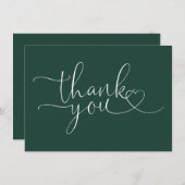 Carte De Remerciements Élégant script de coeur Emerald Green (Devant / Derrière)