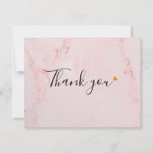 Carte De Remerciements Élégant script de marbre rose (Devant)