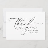 Carte De Remerciements Élégant Script de remerciement de mariage simple P (Devant)