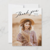 Carte De Remerciements Élégant script de script photo Graduate Graduate (Devant)