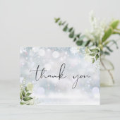 Carte De Remerciements Élégant Script de verdure hivernale personnalisée (Debout devant)