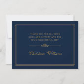 Carte De Remerciements Élégant script d'or Grad Casquette Navy Blue Gradu (Dos)