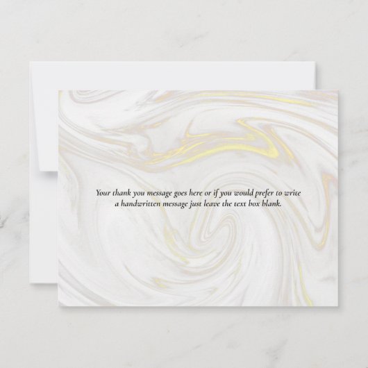 Carte De Remerciements Élégant script en marbre (Dos)