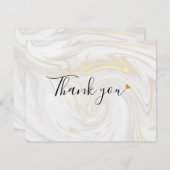 Carte De Remerciements Élégant script en marbre (Devant / Derrière)