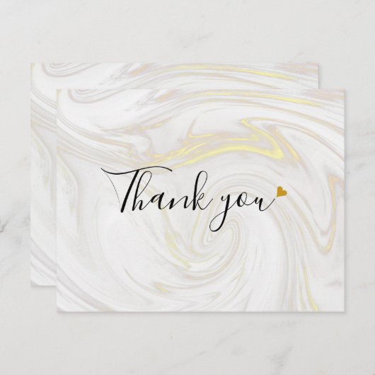 Carte De Remerciements Élégant script en marbre (Devant / Derrière)